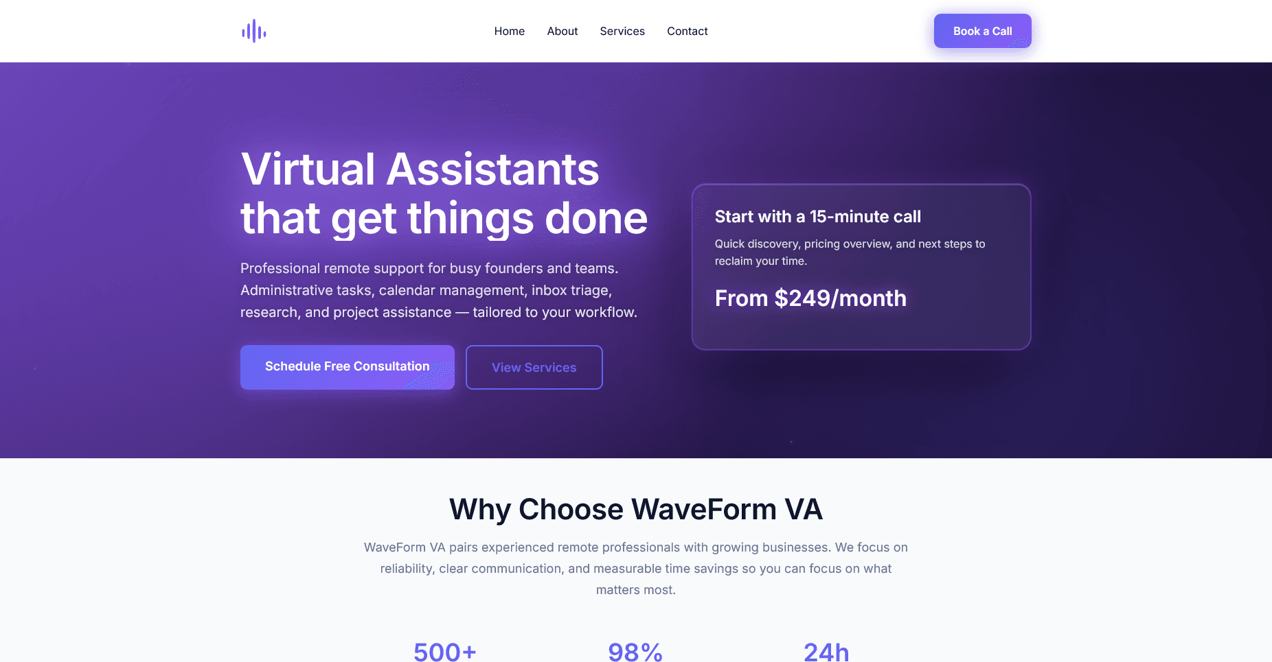 Waveform VA site preview